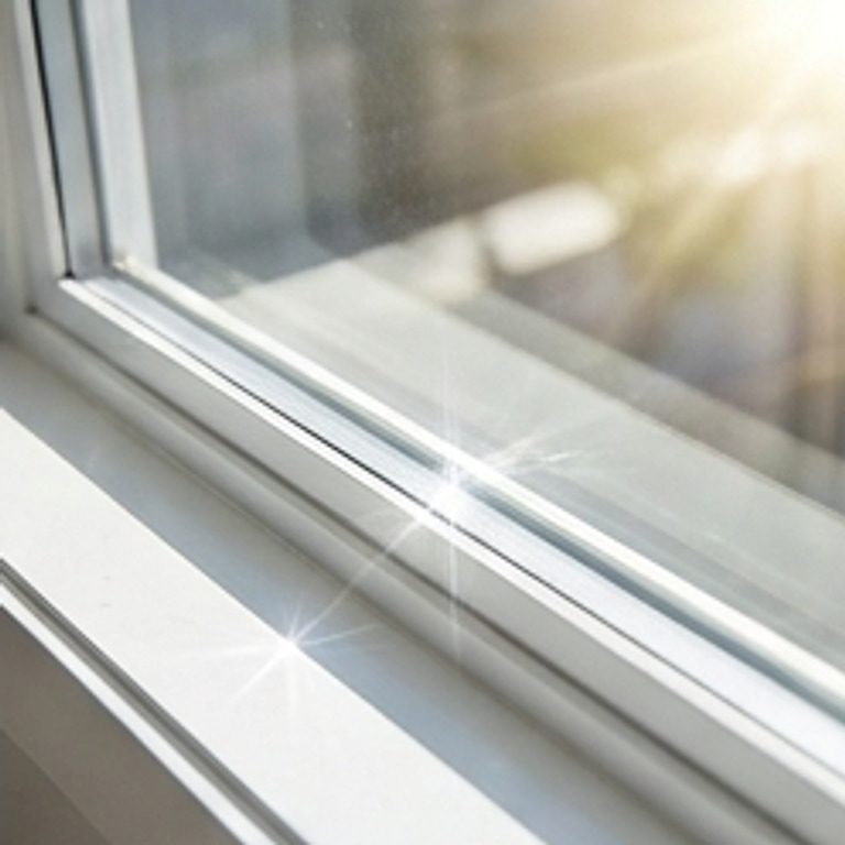 detail of sparkling clean window edge